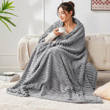 Load image into Gallery viewer, Super Soft Fleece Throw Blanket Lightweight Striped Design