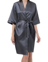 Load image into Gallery viewer, Pure color satin short kimono bridesmaids lingerie robes