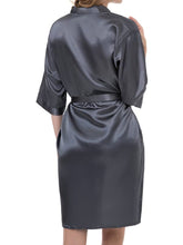 Load image into Gallery viewer, Pure color satin short kimono bridesmaids lingerie robes