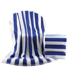 Load image into Gallery viewer, 100% Cotton Velour Cabana Stripe Beach Towel Ultra Soft Plush
