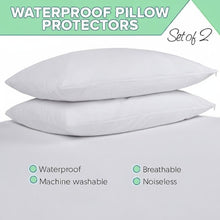 Load image into Gallery viewer, Waterproof Pillow Protectors Zippered Bed Bug Proof Hypoallergenic - 2 Pack
