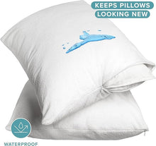 Load image into Gallery viewer, Waterproof Pillow Protectors Zippered Bed Bug Proof Hypoallergenic - 2 Pack
