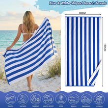 Load image into Gallery viewer, 100% Cotton Velour Cabana Stripe Beach Towel Ultra Soft Plush
