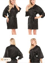Load image into Gallery viewer, Pure color satin short kimono bridesmaids lingerie robes
