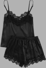 Load image into Gallery viewer, Lace Satin Sleepwear Cami Top and Shorts Pajama Set
