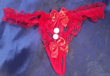 Load image into Gallery viewer, Lacey fancy G string pearl decoration
