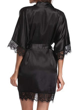 Load image into Gallery viewer, Silk robe long satin kimono robe bridesmaid wedding party robe
