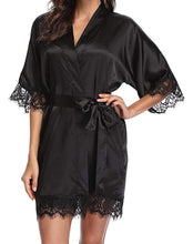 Load image into Gallery viewer, Silk robe long satin kimono robe bridesmaid wedding party robe
