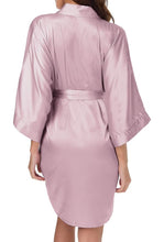 Load image into Gallery viewer, Pure color satin short kimono bridesmaids lingerie robes
